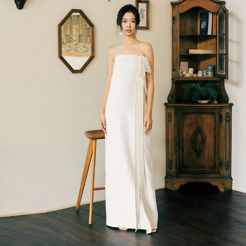 Minimal Bridal Ribbon Tube Dress