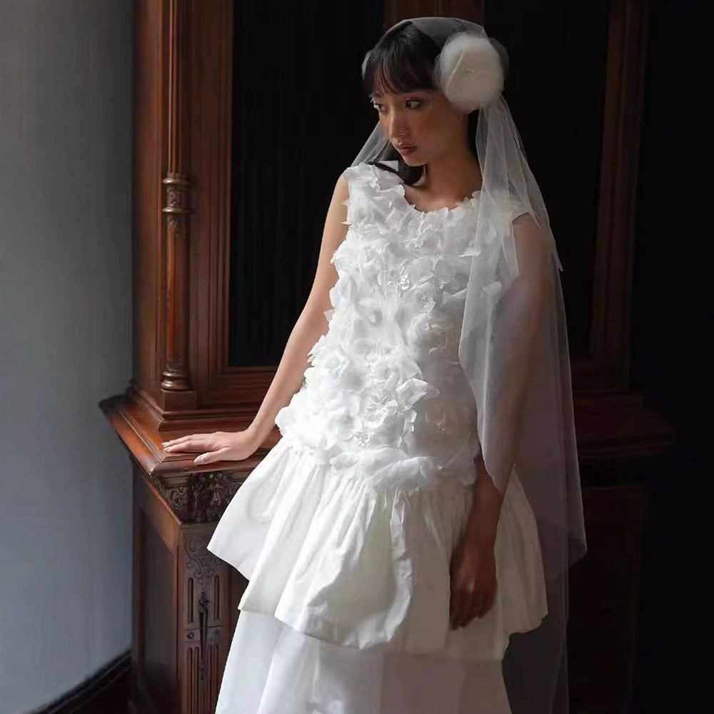 3D Floral Appliqué Peplum Dress