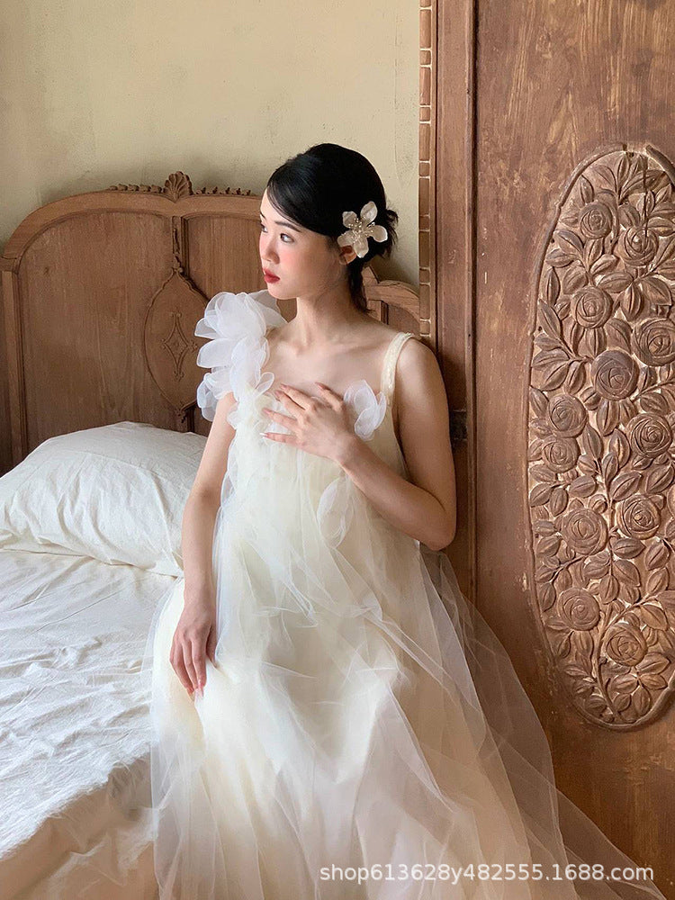 Floral Appliqué Tulle Bridal Dress